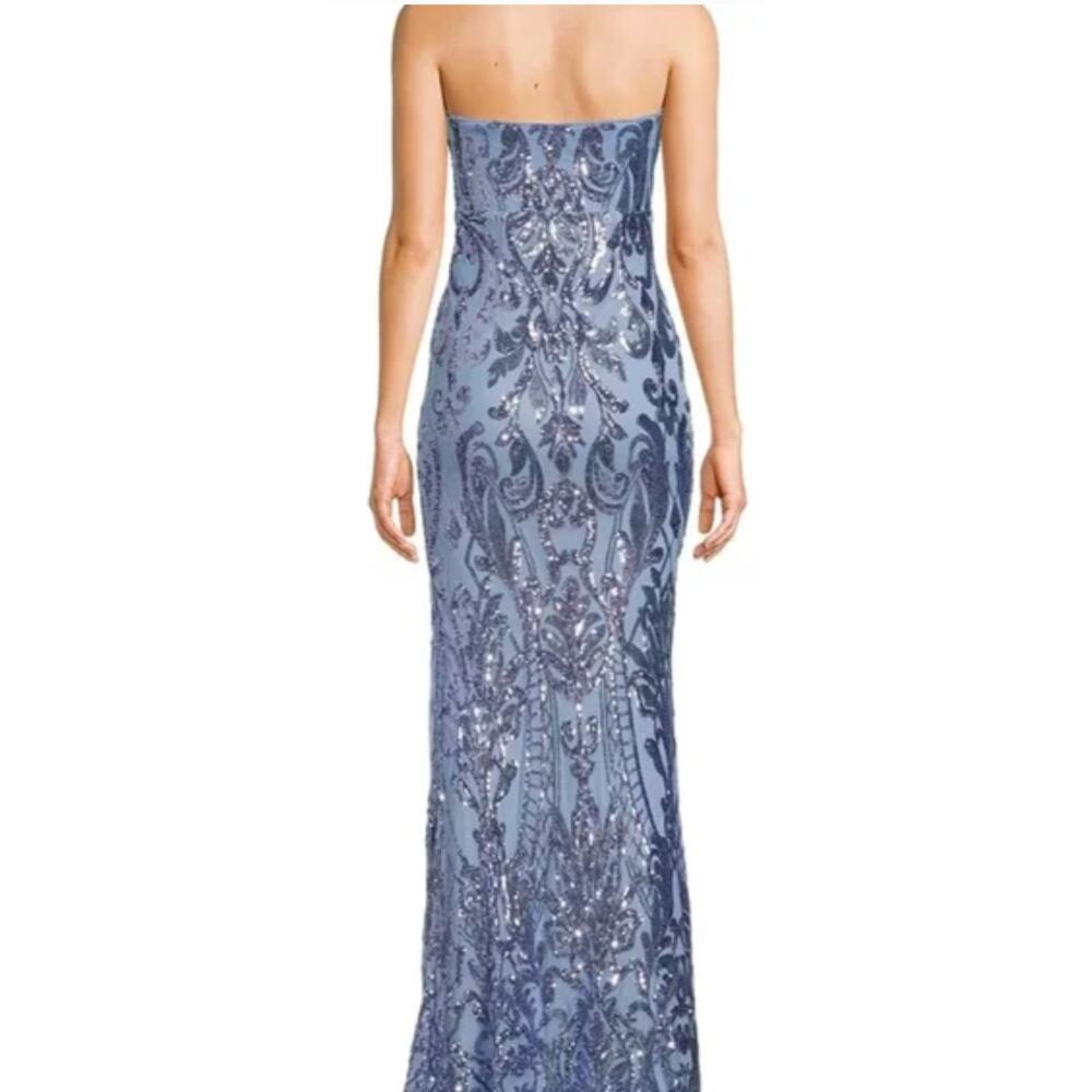 Lulus Blue Sequins Strapless Mermaid Maxi Dress Size M NEW - Picture 5 of 6